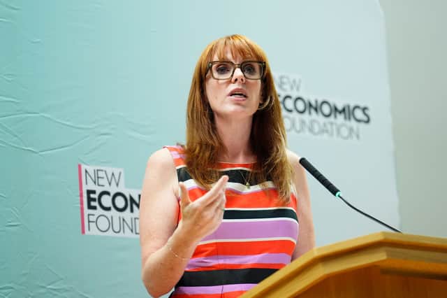 Angela Rayner delivers a speech to a New Economics Foundation. Credit: Jordan Pettitt/PA Wire