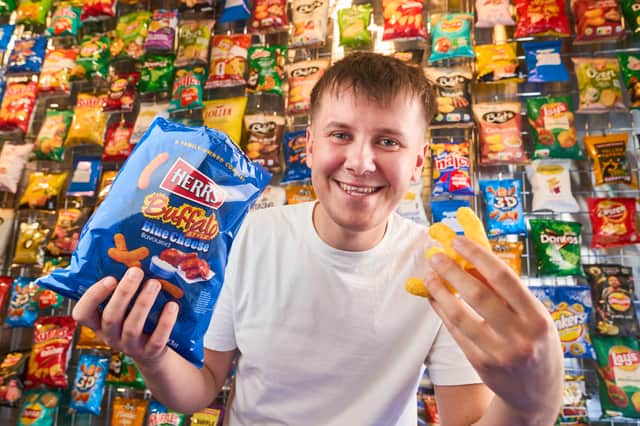 The nation’s biggest crisp superfan might be Joe Manning, 27, a sports shop manager from Littleport, Cambridgeshire