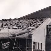 Roof repairs at Kirkstall Leisure Centre in March 1989.