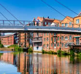 Paul Ellison, Co-Chair of The Quality Spaces and Places and Leeds Waterfront Group with Colin Harris, one of the original engineers who worked on the Centenary Bridge, in Leeds, in 1992.