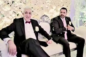 Noshad Qayyum, 49, (R) who watched his dad, Abdul Qayyum, 64, (L) die in his arms on his wedding day.  