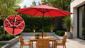 The 9ft Solar LED Patio Crank Parasol is designed to provide shade during the day and built-in lighting after sunset