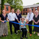 Caption (from left to right): Joanna Chambers (Asset Regeneration Consultant, 54North Homes), Jonathan Fletcher (Managing Director, 54North Homes), Sarah Robson (Executive Director of Development & Asset Management, Karbon Homes), Mrs Pat Pilkington (Ron Pilkington’s widow) , Councillor Peter Carlill (Executive Member for Transport and Planning, Leeds City Council), Lesley Kendrew (Ron Pilkington’s daughter).