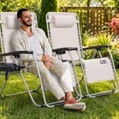 The SUNMER Zero Gravity Garden Loungers feature reclining positions, folding frames and integrated cup holders for comfortable outdoor use