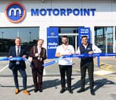 (L-R) Chris Goodison, Regional Operations Director at Motorpoint; Councillor Stephen Holroyd, Lord Mayor of Leeds; Dan Stevens, General Sales Manager Motorpoint Leeds and Raees Nomaz, Assistant Sales Manager.