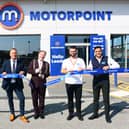 (L-R) Chris Goodison, Regional Operations Director at Motorpoint; Councillor Stephen Holroyd, Lord Mayor of Leeds; Dan Stevens, General Sales Manager Motorpoint Leeds and Raees Nomaz, Assistant Sales Manager.