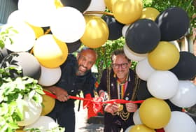 Leeds Rhinos legend Jamie Jones-Buchanan MBE and the Lord Mayor Coun Stephen Holroyd cut the ribbon to officially open the gardens.