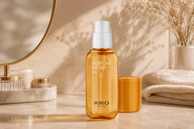 KIKO Milano's Self Tan Water is designed to deliver a gradual, natural-looking glow with a lightweight, non-sticky finish.