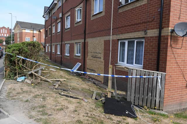 The car crashed into a flat on Devonshire Gardens.