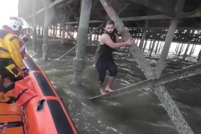 A mother has recalled the moment she feared her 10-year-old son had drowned after watching his head disappear beneath the waves during a terrifying incident off the coast of Blackpool.