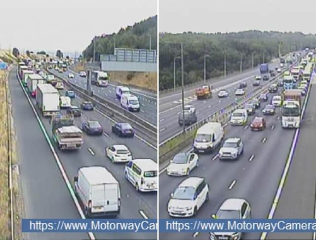 Queuing traffic on M62 on July 22, 2026