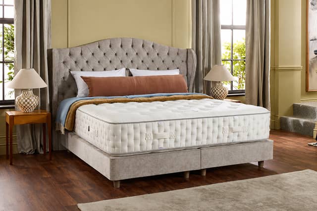 The Harrison Spinks Diamond mattress features 25,000 award-winning springs for exceptional comfort and support