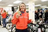 GOLDEN GIRL: Katy Marchant, who is not done with yet as she poses with her Olympic gold medal.