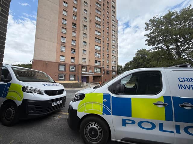 Police were still present at Cottingley Towers this afternoon.