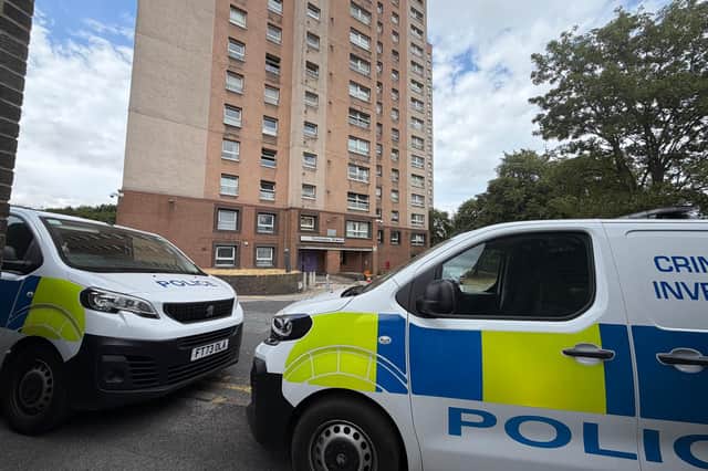 Police were still present at Cottingley Towers this afternoon.