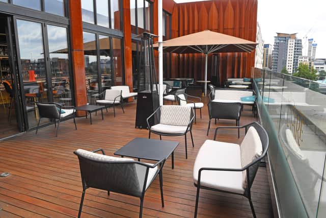 Uyare’s rooftop terrace overlooks Kirkgate Market.