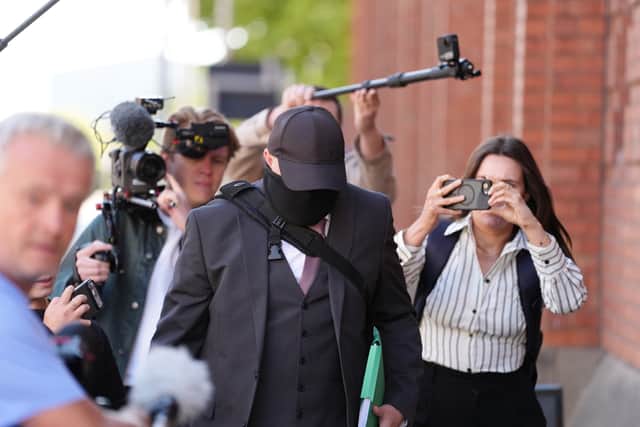 Robert Bush, centre, arrives at Hull Crown Court for sentencing