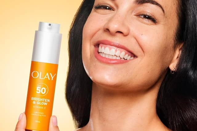 Olay Vitamin C Brighten & Glow SPF50+ combines hydration, sun protection and primer in one lightweight formula.
