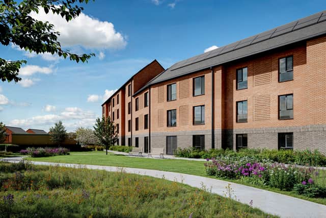 A computer-generated image showing how part of the housing development proposed for the former Kingsdale Court site in Seacroft could look