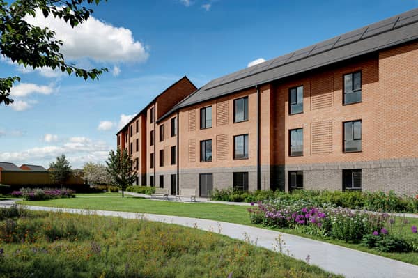 A computer-generated image showing how part of the housing development proposed for the former Kingsdale Court site in Seacroft could look