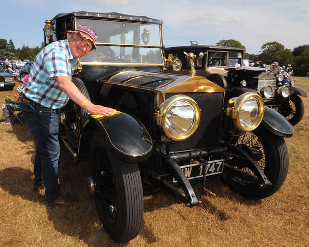 John Heagney keeps the 1914  Rolls Royce Silver Ghost clean  owned by his cousin Frances Dodd.