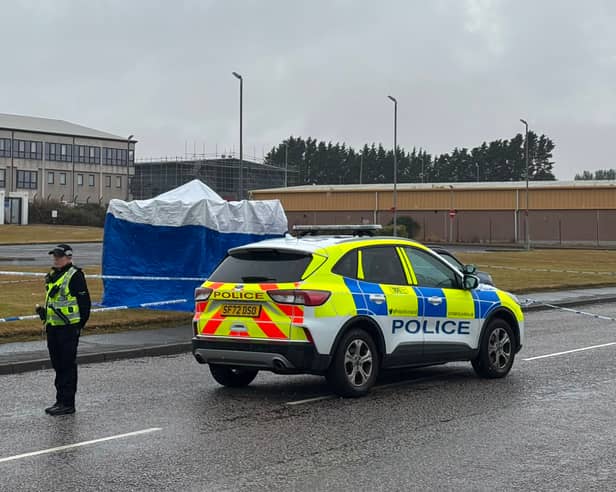Police at the Elliot Industrial Estate  in Arbroath where a nine-year-old girl was found seriously injured and later died after being taken to Ninewells Hospital in Dundee.