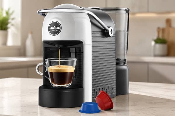 The white Lavazza A Modo Mio Jolie Evo coffee machine is reduced from £95 to £52 at Amazon