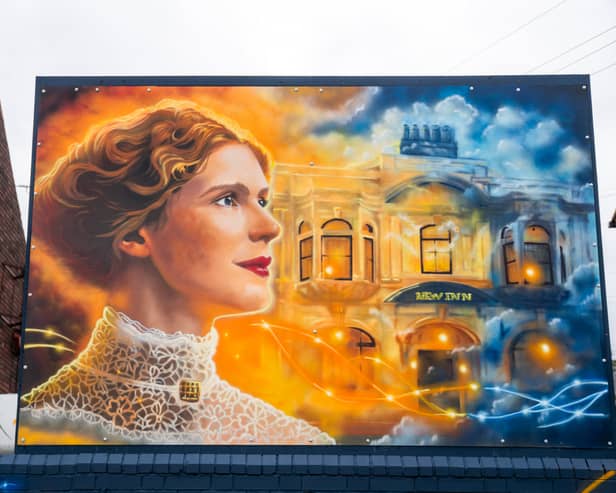 A new mural in Leeds, located just off Deswbury Road, at the bottom of Rowland Road, near St. Lukes Cares by Beeston artist Karl Cunning depicting the suffragette Lenora Cohen. Picture James Hardisty. Date: 6th August 2026.