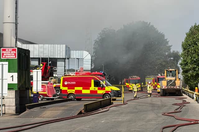 Firefighters at the waste management site in Stourton on Saturday 