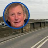 Pedestrian Mr McClure (inset) was struck and killed by a vehicle near the bridge in Castleford.