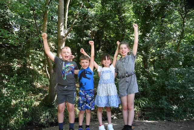 Liam, Ryan, Rosie, and Amelia, experienced the "highlight of the summer" when they found a military bomb