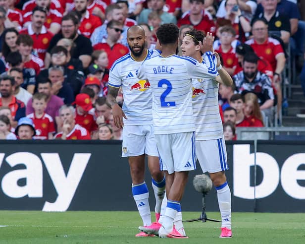 Brenden Aaronson was on target for Leeds United in the first half.