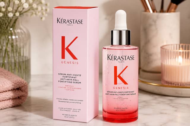 Kérastase Genesis Anti-Hair Fall Fortifying Serum is designed to strengthen weakened hair and reduce hair fall caused by breakage