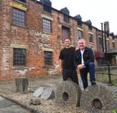 The new custodians of Thwaite Mills Will Habergham and Terry George outside the mill 
