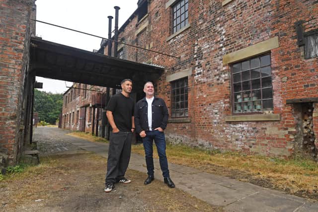The new custodians of Thwaite Mills Will Habergham and Terry George outside the mill 