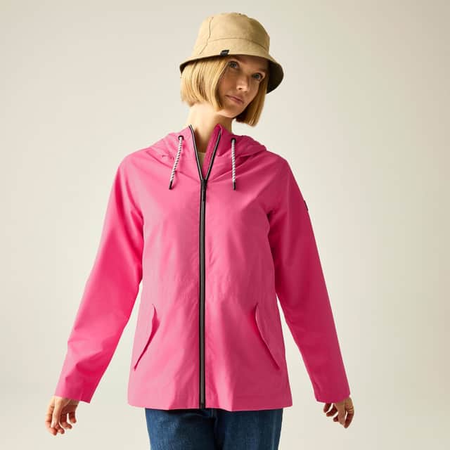 The Women's Bayletta Waterproof Jacket is now £21.60 with a discount code. Pictured in the pink lemonade colour.