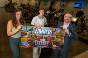 Heather Atkins, Jacob Atkins and Bannatyne Health Club General Manager Phill Nuttall