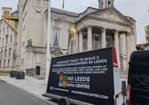 A mobile billboard as part of the No Leeds Datacentre campaign
