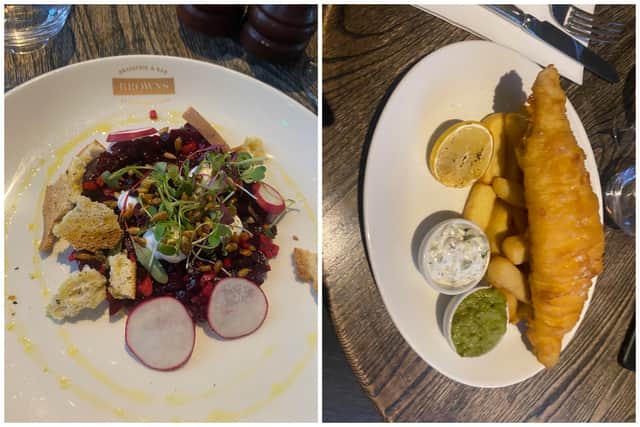 The risotto verde and fish and chips