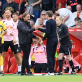 EMBRACE: Between Leeds United boss Daniel Farke and Nottingham Forest manager Oliver Glasner after Saturday's clash at the City Ground.
