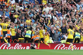 BEDLAM: In the away end as Leeds United's fans celebrate Anton Stach's late winner.
