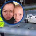 Justyna Hulboj and Lena Czepczor (inset) were killed by the speeding Audi on Scott Hall Road.