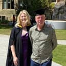  Rachel and Hugh at Rachel’s MBA graduation in July 2024, shortly after Hugh went into remission.