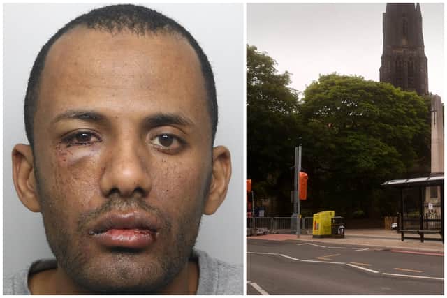 Albashir (pictured) attempted to murder the woman on Otley Road in Headingley.