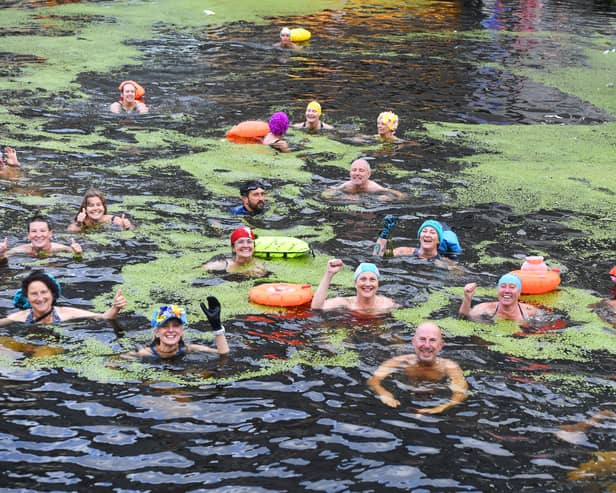 25th August 2026
A community protest swim will take place at Leeds Dock on Tuesday 25 August at
Swimmers and supporters are calling for the reinstatement of the site's open water swimming licence, the return of a safe swimming space in Leeds, and the creation of more accessible blue-space swimming areas across the city.
Pictured swimmers  swimming in Leeds Dock.
Picture Gerard Binks