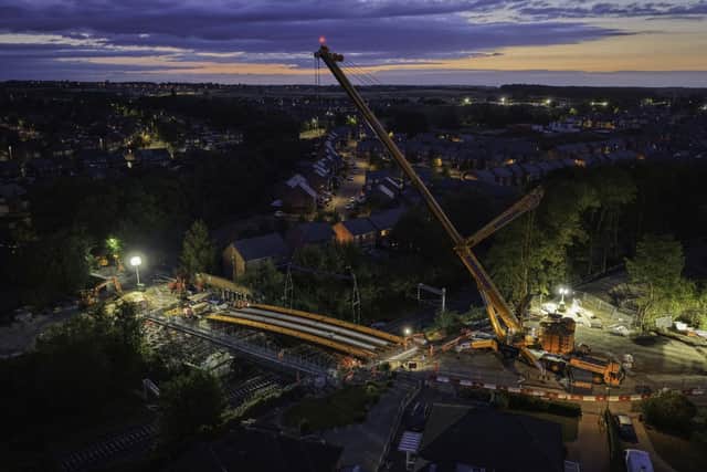 The bridge beams and other major components at Austhorpe Lane railway bridge have been moved into place.
