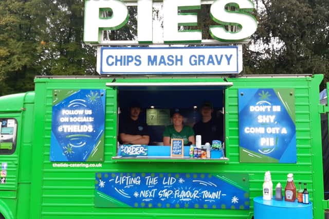 Homemade Pies - requesting Leeds Festival goers not to be shy, and go get a pie!