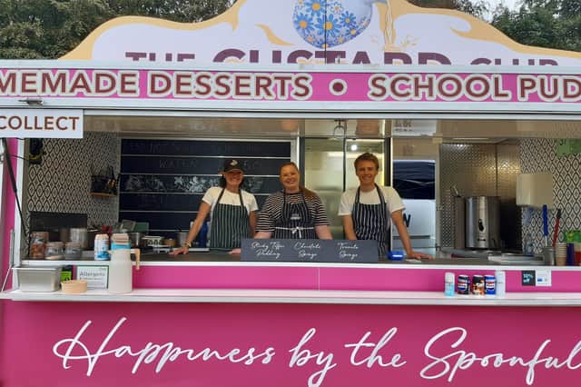 The Custard Club - serving homemade desserts and school puds at Leeds Festival this year.