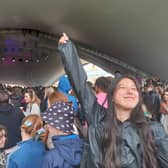 Not even the mixed weather could keep the crowd from being in a good mood at Leeds Festival on Friday