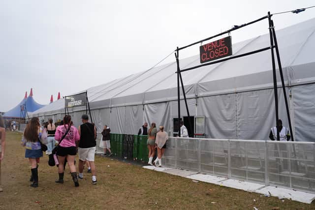 The Warehouse tent was closed on Saturday due to safety concerns